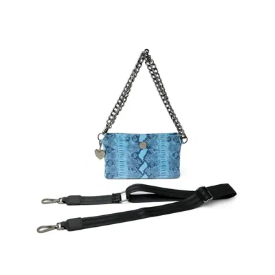 Think Royln Fame Leather Bag In Blue Python Leather In Multi