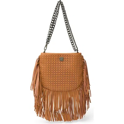 Think Royln Free Spirit Fringe Saddle Bag In Orange