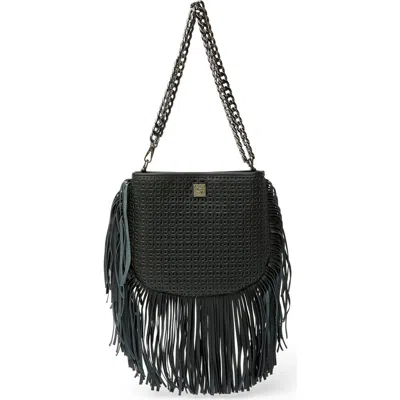 Think Royln Free Spirit Fringe Saddle Bag In Black