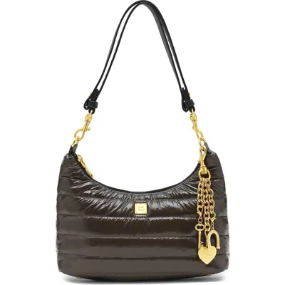 Think Royln Heartbreaker Quilted Hobo Bag In Glossy Chocolate