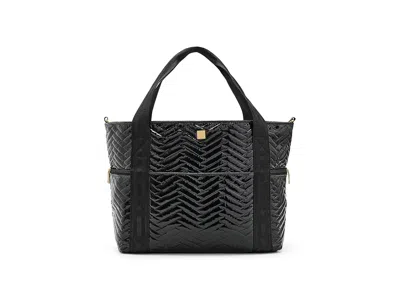Think Royln Jetset Wingman Cross Body Handbags Black Patent Nylon, Polyester