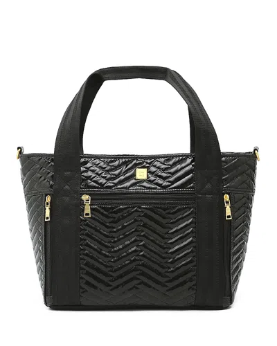 Think Royln Jetset Wingman Large Quilted Crossbody Tote In Black