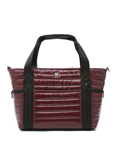 Think Royln Jetset Wingman Large Quilted Crossbody Tote In Burgundy