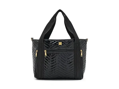 Think Royln Junior Jetset Wingman Tote Handbags Black Patent Nylon, Polyester