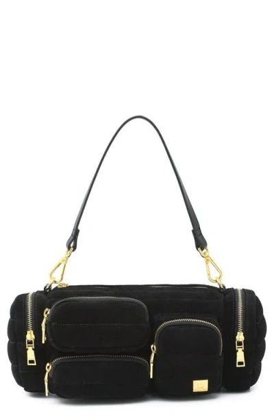 Think Royln Lady Cargo Suede Crossbody Bag In Black Suede