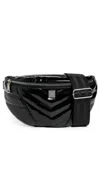 Think Royln Little Runaway Belt Bag Black Patent With Silver Hardware