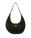 Think Royln Moonbeam Medium Quilted Suede Shoulder Bag In Black