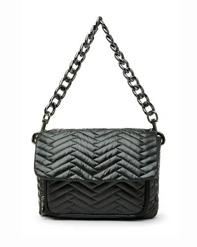 Think Royln Muse Moto Medium Quilted Nylon Crossbody Bag In Black