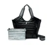 THINK ROYLN PUZZLE TOTE IN SHINY BLACK