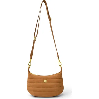 Think Royln Quilted Mini Moon Crossbody Bag In Brown