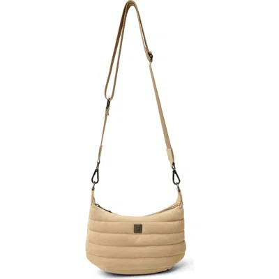 Think Royln Quilted Mini Moon Crossbody Bag In Neutral