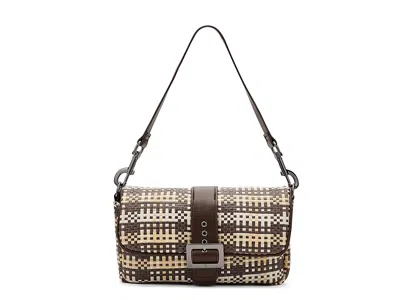 Think Royln Socialite Cross Body Handbags Espresso/dune Plaid Raffia: One Size In White