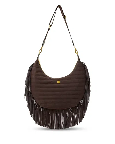 Think Royln Songbird Fringed Suede Shoulder Bag In Brown