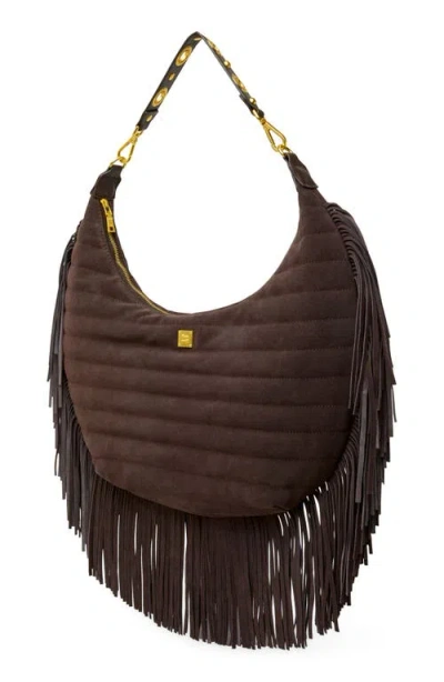 Think Royln Songbird Suede Hobo In Brunette Suede