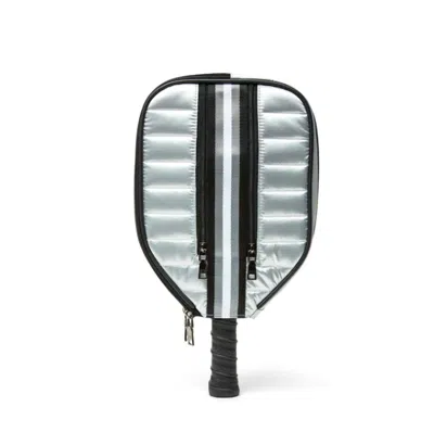 Think Royln Sporty Sleeve Racket Cover In Silver Liquid In Multi