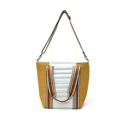 Think Royln Sunset Tote Bag In Dune Raffia/ White