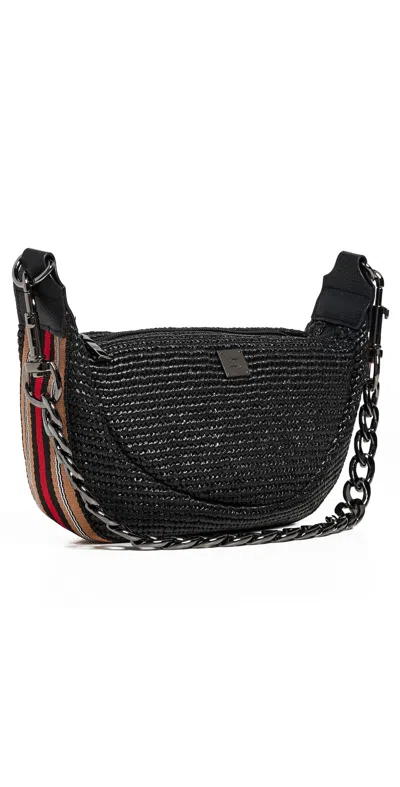 Think Royln Tiny Dancer Crossbody Bag Black Raffia