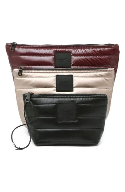 Think Royln Travel Trio 3-piece Pouch Set In Glossy Deep Burgundy