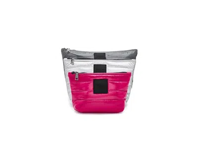 Think Royln Travel Trio Cosmetic Case Carbon/silver/fuchsia: One Size In Multi
