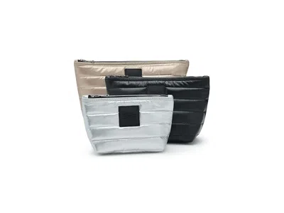 Think Royln Travel Trio Cosmetic Case Cashmere/blk/silver: One Size In Multi