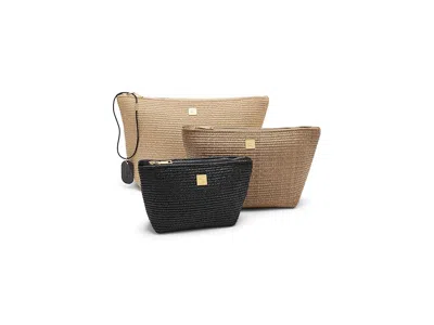 Think Royln Travel Trio Cosmetic Case Dune Raffia: One Size In Brown