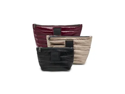 Think Royln Travel Trio Cosmetic Case Glossy Burgundy/pearl Cashmere/black, Polyester