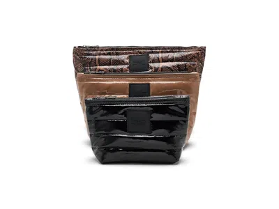 Think Royln Travel Trio Cosmetic Case Neo Python/glossy Cocoa/black, Polyester