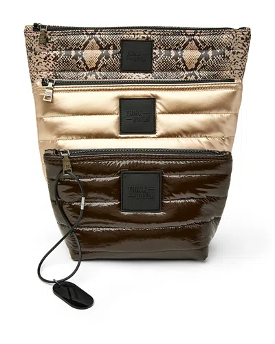 Think Royln Travel Trio Quilted Nylon Travel Organizer Bags, Set Of 3 In Multi