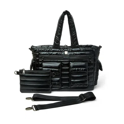 Think Royln Two Faced Reversible Tote With Crossbody Bag In Pearl Black In Multi