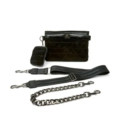 Think Royln Women's Downtown Crossbody Bag In Black Suede/black