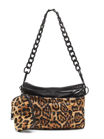 Think Royln Women's Downtown Leopard Quilted Leather Crossbody Bag