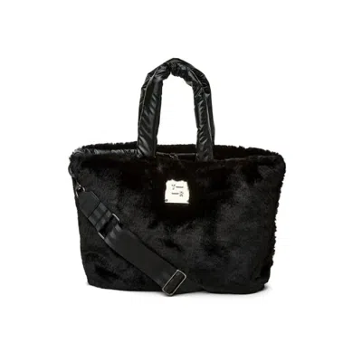 Think Royln Women's Duplex Reversible Faux Fur Tote Bag In Black