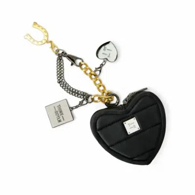 Think Royln Women's Love Charm Keychain Heart Pouch In Grey In Black