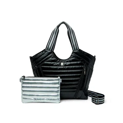 Think Royln Women's Puzzle Tote In Shiny Black