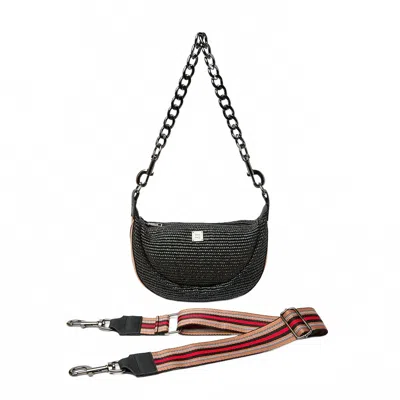 Think Royln Women's Tiny Dancer Crossbody Bag In Black Dune Raffia