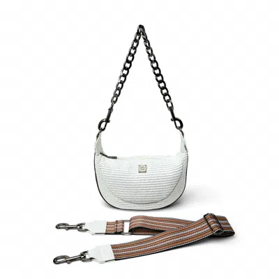 Think Royln Women's Tiny Dancer Crossbody Bag In White Raffia