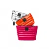 Think Royln Women's Travel Trio Organizational Pouches In Glossy Fuchsia/orange/pearl Silver In Multi