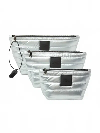 Think Royln Women's Travel Trio Organizational Pouches In Pearl Silver