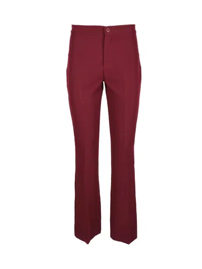 Think Straight-leg Red Trousers With Stretch Fabric For Flexible Fit