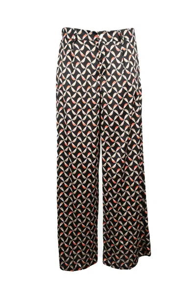 Think Wide-leg Trousers With Geometric Pattern And High Waist In Black
