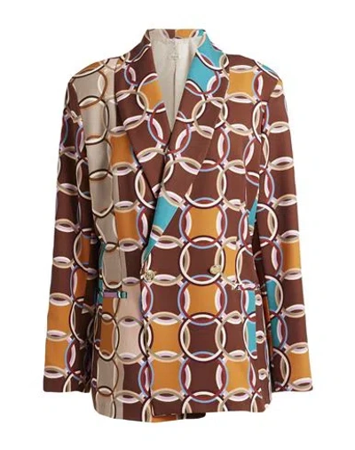 Think Woman Blazer Brown Size Xl Polyester
