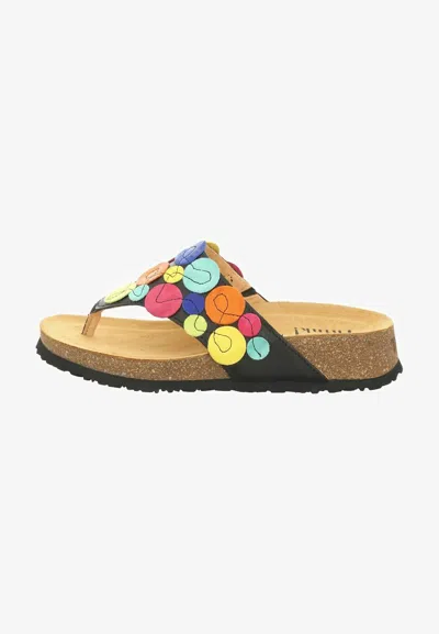 Think Women's Koak Circle Thong Sandal In Schwarz Kombi In Multi