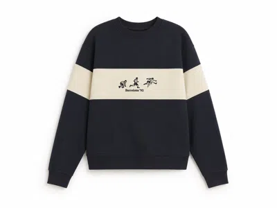 Thinking Mu Blue Embroidered Runner Leon Sweatshirt In Black