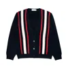 Thinking Mu Cardigan Man  Stripes Creed Knitted In Black