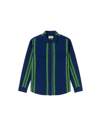 Thinking Mu Men's Blue College Blanket Lucas Overshirt