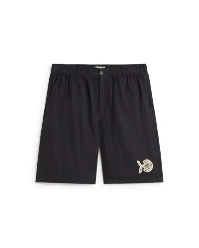 Thinking Mu Men's Blue Fish Gasper Hand-embroidered Bermuda In Black