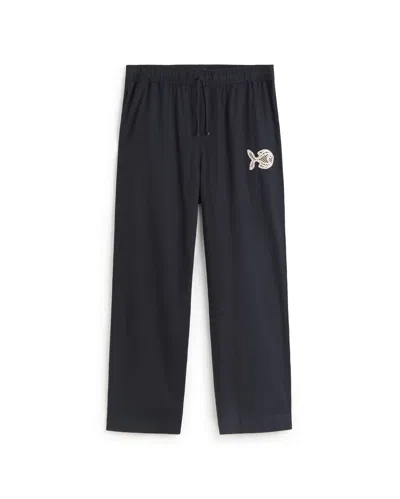 Thinking Mu Men's Blue Fish Marcelo Hand-embroidered Loose Pants