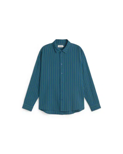 Thinking Mu Men's Blue Haru Oversize Windsor Shirt