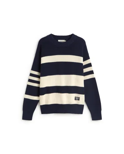 Thinking Mu Men's Blue Organic Cotton Striped Sweater Santos In Multi