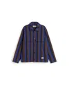Thinking Mu Men's Blue Striped Totenham Omar Overshirt In Blue